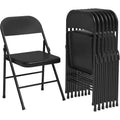 Lot de 8 chaises pliantes tout acier avec dossier, chaises pliantes en métal robustes, capacité de 159 kg, convient pour l'intérieur et l'extérieur