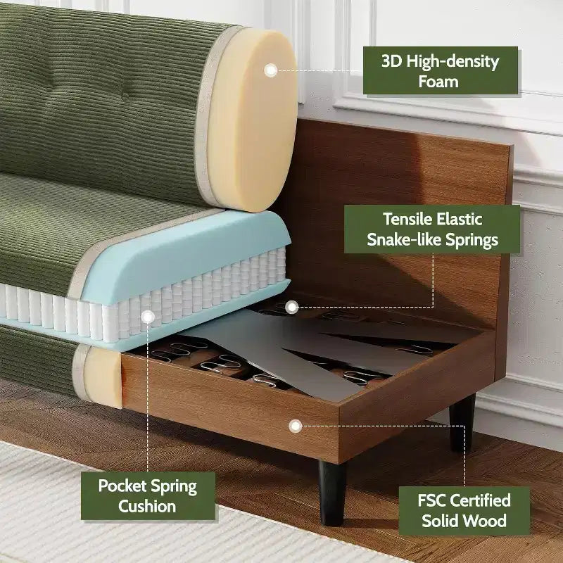 Dyonery 50, canapé Loveseat, 2 places pour bureau et petits espaces, assise profonde de 61 cm, cadre en bois massif certifié FSC, assemblage sans outils