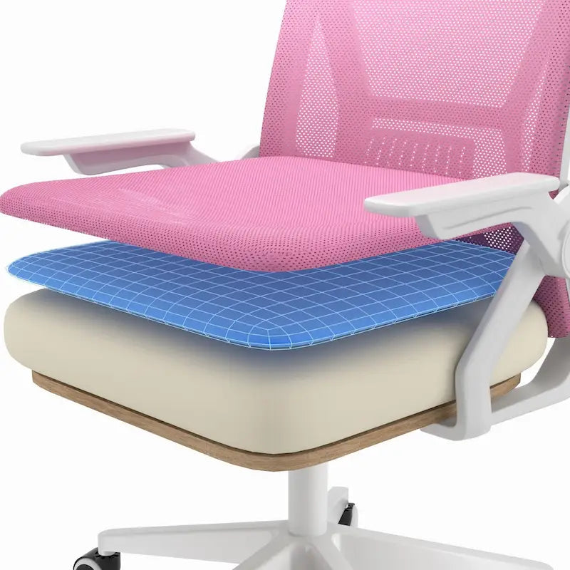 Javlergo Chaise de Bureau Dossier Mi-Hauteur Pivotante avec Support Lombaire, Fauteuil de Bureau Ergonomique en Maille avec Accoudoirs